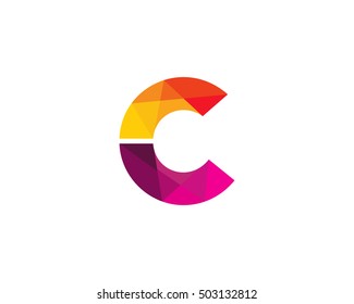 Letter C Colorful Poly Overlay Logo Design Template Element