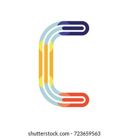 Letter C Colorful Poly Overlay Logo Design Template Element. Vector illustration.