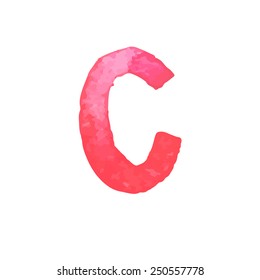 Letter C Colorful watercolor aquarelle font type handwritten hand draw doodle abc alphabet letters Vector illustration