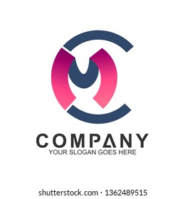 letter C combination letter M vector logo, CM/MC logo