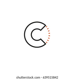 Letter C combined with clock circle logo icon minimalistic design on white background.