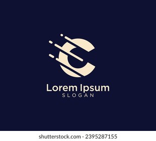 Letter C comet, technology logo design