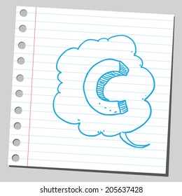 Letter C in comic bubble 