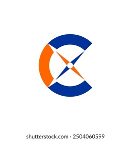 letter c compass icon vector logo design