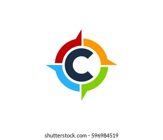 Letter C Compass Logo Design Element