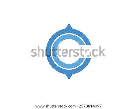 letter C compass logo symbol vector illustration on transparent background