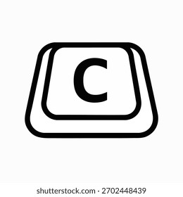 Letra C símbolo de chave de computador representando cópia de controle ou copyright em design simples