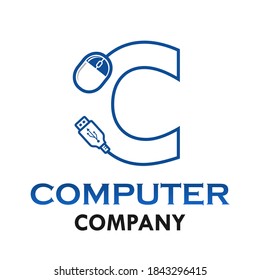 Letter C With Computer Mouse Logo Template Illustration.