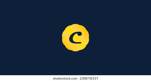 
Letter C concept inside petal stamp or sign, typography logo concept, monogram logo and initials letter logo, modern and simple