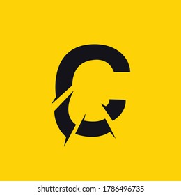 Letter C Concept Logo With a slash
