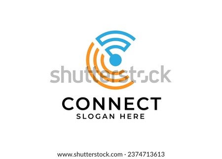 Letter C connect icon logo design template