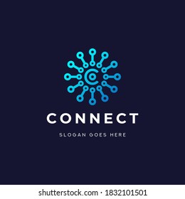 Letter C Connect Logo Vector Icon Template