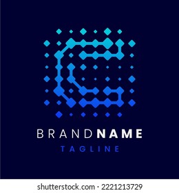 Letter C Connected Dots Technology Logo Design