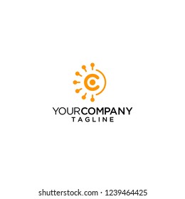 letter C connection circle logo vector icon
