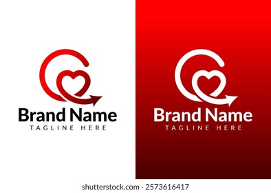 Letter C Connection logo, c love logo, cuddle cation logo, relation bonding, c heart shape, circle continuous icon, infinity line, arrow line fast forward speed branding, life coaching consulting logo