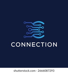 Diseño de logotipo de tecnología de conexión de letra c