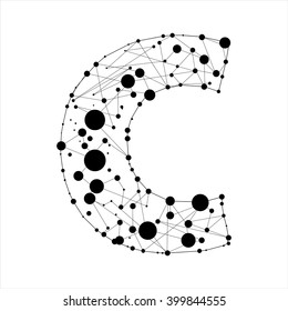 Letter C consisted of dots and lines, English alphabet