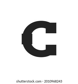 Diseño de ilustraciones de la plantilla de logotipo de arquitectura y del servicio de construcción de la carta C