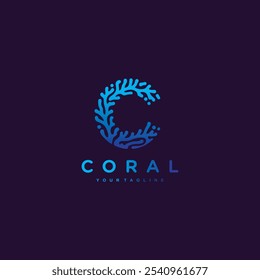 letra C coral logotipo design vetor ilustração