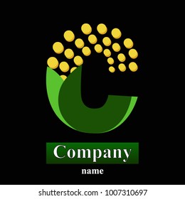 Letter C, corn, wheat logo