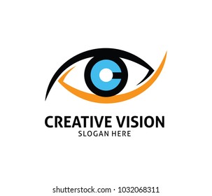 letter c cornea eye future vision vector logo design template