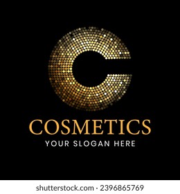 Letra C Logotipo cosmético con círculos brillantes