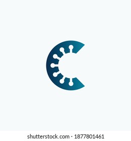 Letter C Covidvirus Logo Design Vektorsymbol Illustration.