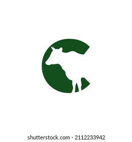 Letter C and cow logo vector stock illustration 