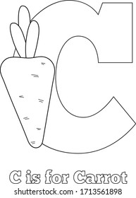 La letra C es para las páginas de color imprimibles de letras superiores de vaca