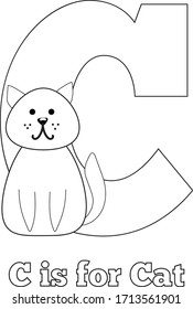 Letter C is for Cow upper letter printable coloring pages