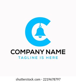 Letter C Cowbell Logo Concept With Hanging Bell Symbol Vector Template