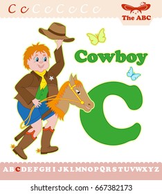 Letter C with cowboy for ABC book