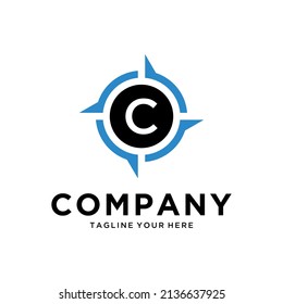  letter C with Creative Compass Concept Logo Design Template. Compass logo sign symbol. Modern vector logo design for business and company identity.