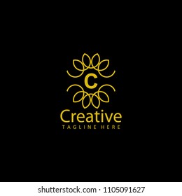 letter c creative logo gold template design vector