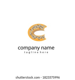 letter c creative logo illustration donut with color design vector template