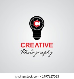 letter C creative photography and bulb logo design