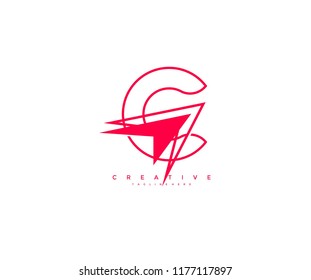 Letter C Creative Shape Arrow Play Media Logo Design