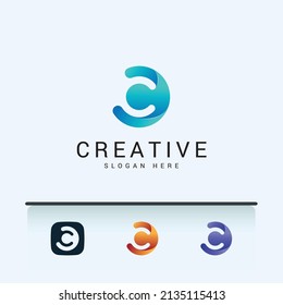 Letter C creative technological logo