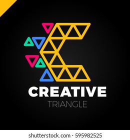 Letter C Creative Triangle Color Logo Design Template