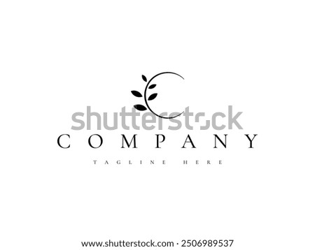 letter C crescent leaf nature logo design