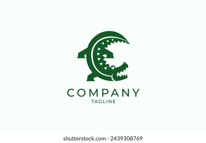 Letter C crescent moon crocodile logo design is a logo design that illustrates a crocodile in the shape of a crescent moon and the letter C, a logo for fashion, breeding, conservation, etc.
