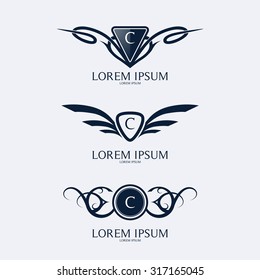 Letter C crest logo. Alphabet vector logotype design.