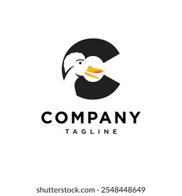 Letter C Crested Duck Logo Icon Vector