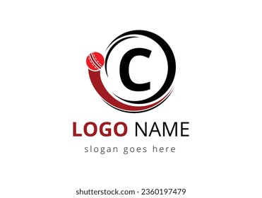 El Concepto De Logotipo De La Carta C Con El Icono De La Pelota De Cricket. Para plantilla de vectores de símbolos de club de críquet