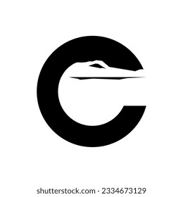Letter C for crocodile original logo vector