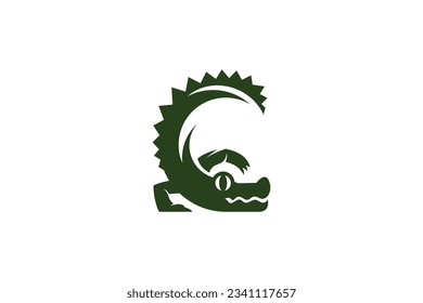 diseño de logotipo de plantilla de vector de cocodrilo de letra c
