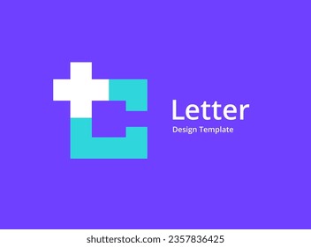 Letra C cruzada más elementos de diseño de iconos de logotipo médico