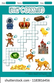 Letter C crossword template illustration