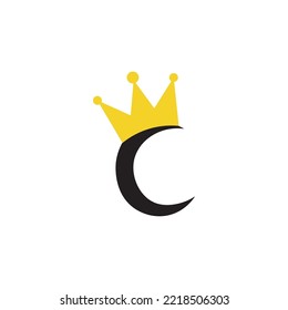Letra c con vector de plantilla de icono de corona