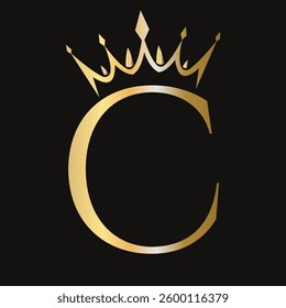 Letter C Crown Logo Concept For Fashion and Beauty Symbol Vector Template